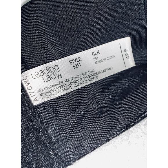 42F Leading Lady 5211 Luxe Body Side Smoothing Wirefree T-Shirt Bra Lace Black - Picture 7 of 9
